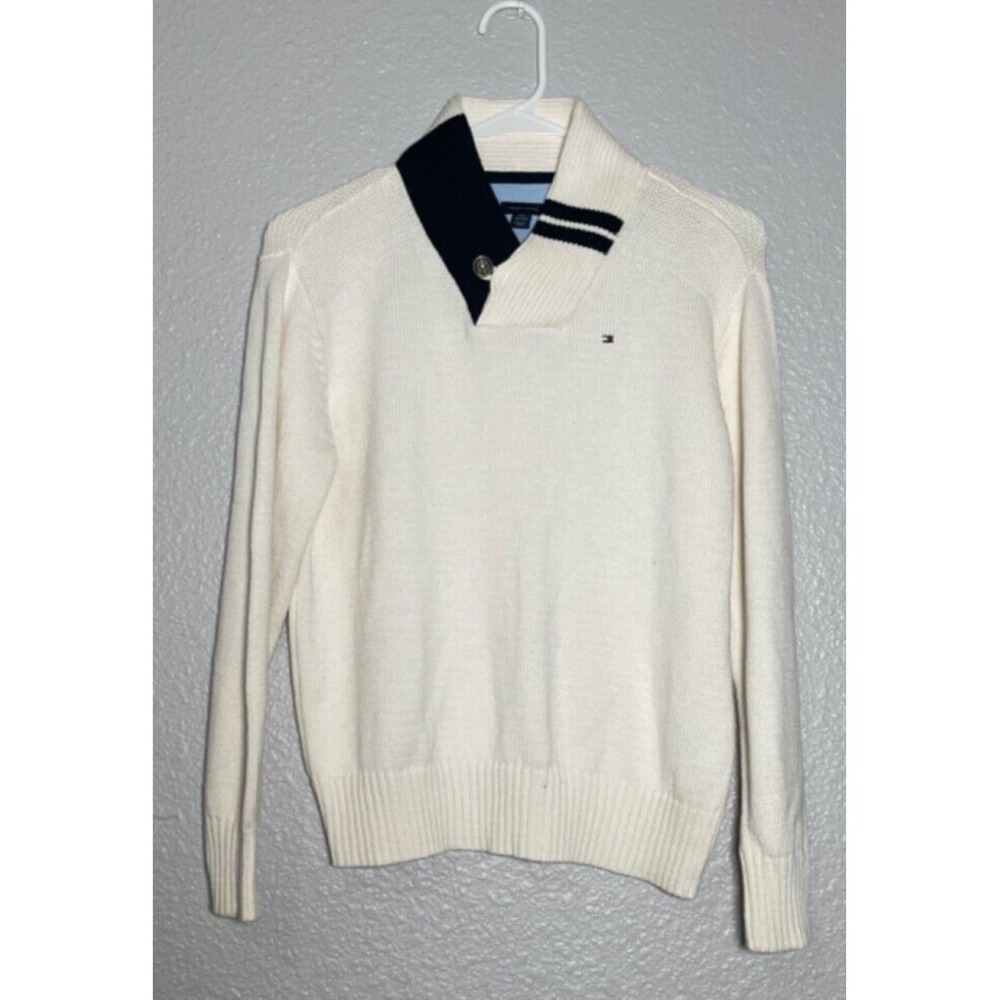 Tommy Hilfiger Sweater Pullover Youth Small 8/10 Shawl Collar Tennis Cricket